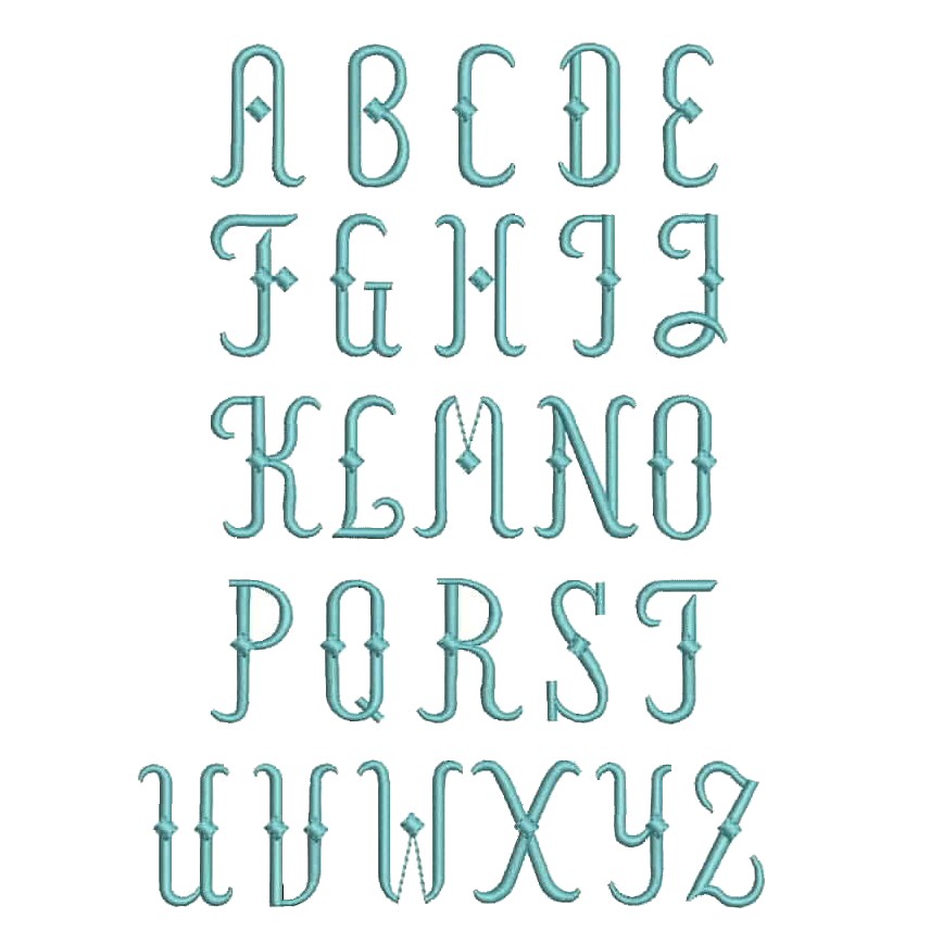 Small machine embroidery alphabet perfect for embroidering initials and monograms on clothing by Needle Passion Embroidery NPE